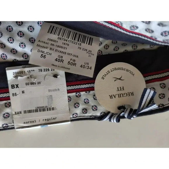 Brax Feel Good Men's Chino Pants Sz 40/34 Navy Perma Blue Straight Leg Regular - Picture 13 of 14